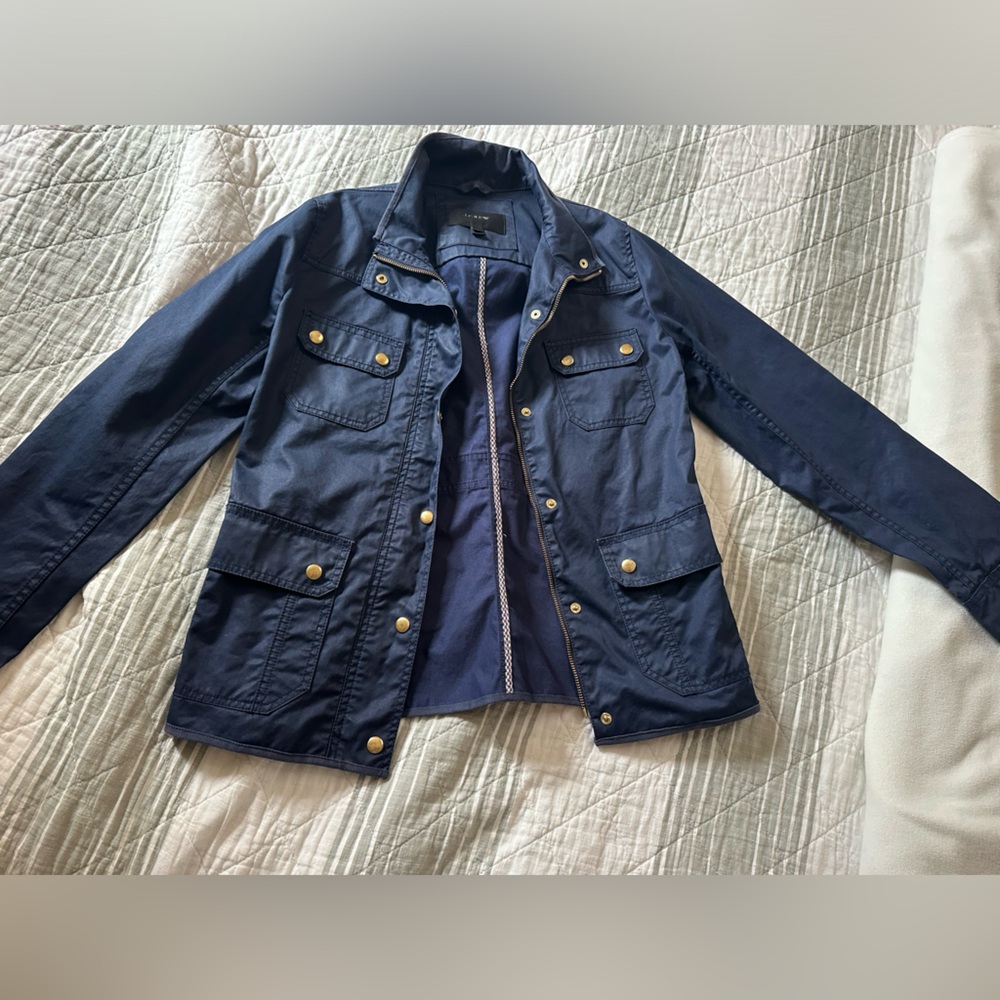 J. Crew Navy Blue Women's Zip up Field Jacket - Picture 3 of 11